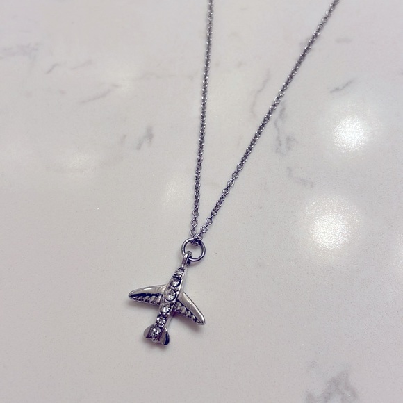 CZ Sterling Airplane necklace, The Wander Club. - Picture 5 of 8